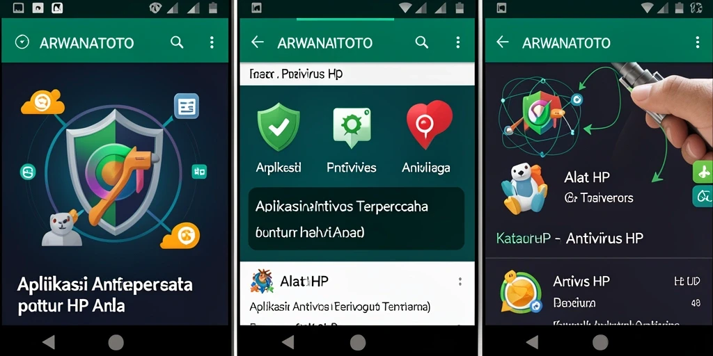 Antarmuka pengguna ARWANATOTO yang bersih dan informatif untuk keamanan HP.