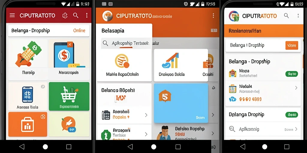 Antarmuka utama aplikasi CIPUTRATOTO yang memudahkan dropship.