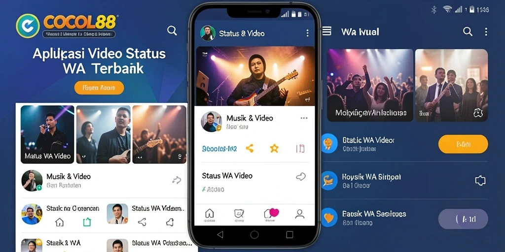 Antarmuka pengguna COCOL88 dengan koleksi Status WA Video yang menarik.