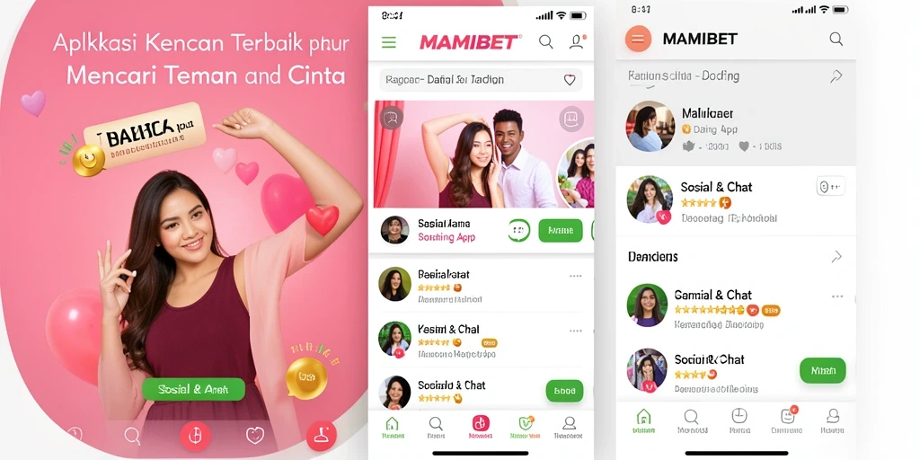 Tampilan antarmuka MAMIBET yang modern dan menarik untuk mencari pasangan.