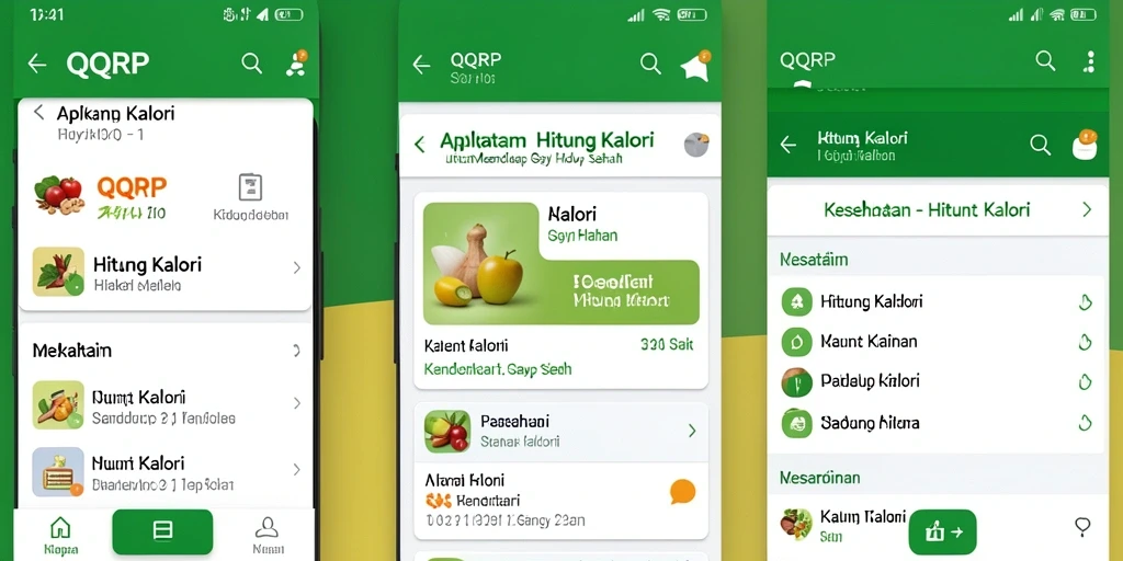Antarmuka utama QQRP yang menampilkan fitur Hitung Kalori.