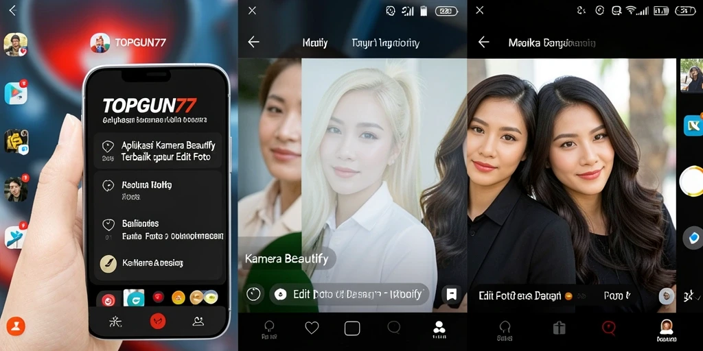 Antarmuka TOPGUN77 dengan fitur Kamera Beautify yang menarik.