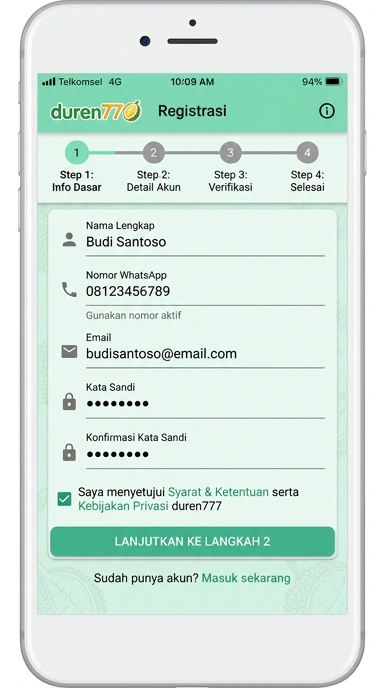 Cara Mudah Daftar Akun Duren777